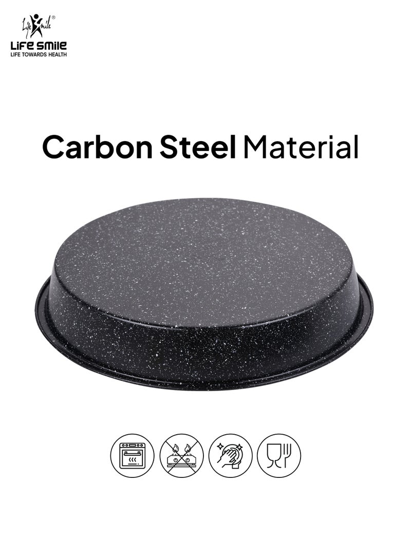 Life Smile Non-Stick Carbon Steel Round Cake Pan with Granite Coating – Oven Safe Baking Pan - Image 4